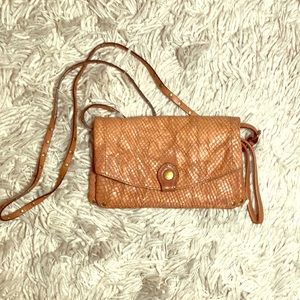 Frye brown snakeskin crossbody turns to clutch bag